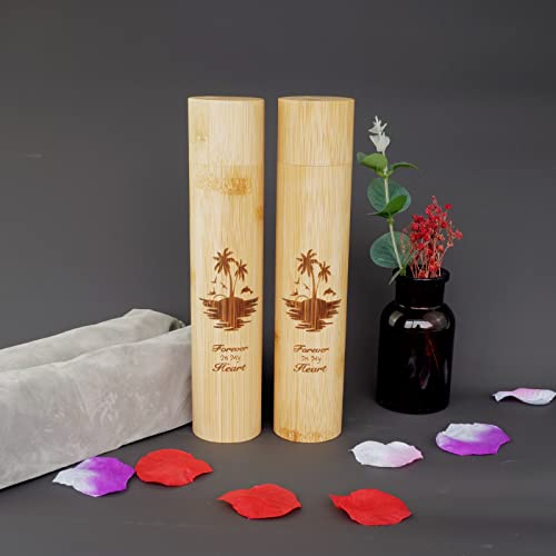 2 Pack Small Biodegradable Bamboo Scattering Tubes Urn for Human Ash - color: Ocean-sunset, size: Small (Set of 2)