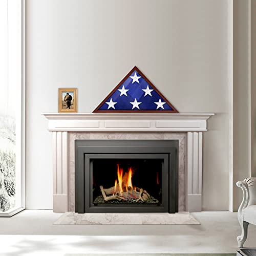 ASmileIndeep Flag Display Case - 5' x 9.5' Funeral & Military Flag Shadow Box with HD Tempered Glass and Wall Mount, Folded Triangle Flag Holder Frame for Veterans, Cherry Red - size: For 5' x 9.5' Flag-Cherry Red