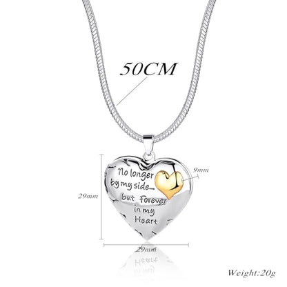 MeiceM Heart Crystal Urn Necklace for Ashes A Piece Of My Heart Lives In Heaven Cremation Jewelry Angel Wings Memorial Keepsake Pendant - color: Silver+Gold heart