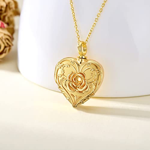 SOULMEET Cremation Jewelry for Ashes, Sterling Silver Urn Necklace for Ashes Women Men, Cherish Memories Cremation Jewelry to Keep Someone Near to You - color: N1-Gold rose