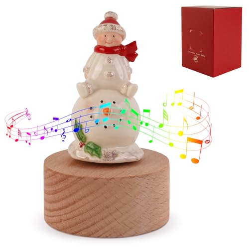 Spinning Music Box Figurine, Sculpted Musical Figure Decor, Snowman Santa Angel Animal Musical Box, Gifts for Birthday Christmas Anniversary, Funny Gifts for Grandma Mom Dad Women Kids (Snowman) - color: Snowman