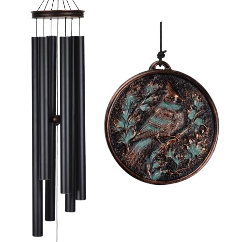 Large Wind Chimes for Outside Deep Tone - 46'' Outdoor Clearance, Windchimes Outdoors, Memorial Wind Chimes, Sympathy Gift, Patio, Garden, Home Décor, Vintage Black (46" Cardinal) - size: 46" Cardinal