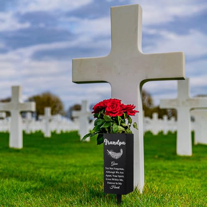 Geosar Grandpa Cemetery Vases for Grave Metal Cemetery Grave Flower Vase Memorial Flower Holder with Spike Floral Graveyard Decorations for Burial Ground Lawn Yard Funeral - style: Grandpa