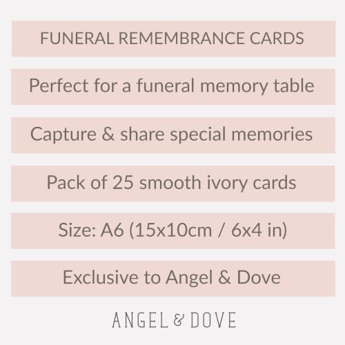 ANGEL & DOVE 25 Ivory 'Share a Memory' Funeral Remembrance Cards