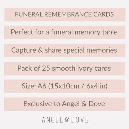 ANGEL & DOVE 25 Ivory 'Share a Memory' Funeral Remembrance Cards