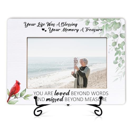 Memorial Picture Frame, In Loving Memory Photo Frame with Stand, Sympathy Gifts for Loss of Loved One, Bereavement Remembrance Gifts for Family Friend, 78 - color: Green Leaves