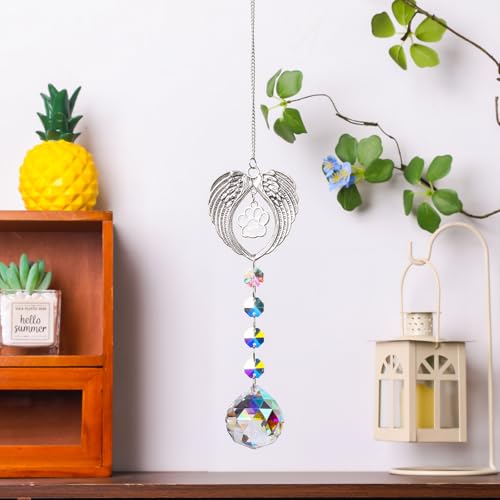Pet Memorial Suncatcher,Dog Memorial Gifts for Loss of Dog,Cats Remembrance,Pet Loss Sympathy Gift,Bereavement Gifts - color: Silver