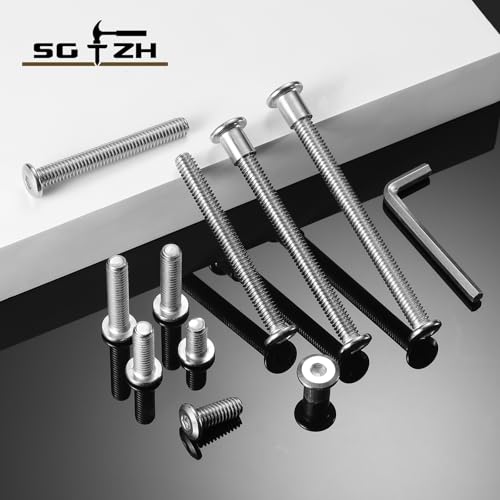 1/4-20 x 3/4" 20Pcs Flat Head Hex Socket Cap Screws Bolts Barrel Nuts Kit, 304 Stainless Steel 18-8, Full Thread by SG TZH (with Hex Spanner) - color: Silver, size: 1/4-20 x 3/4"