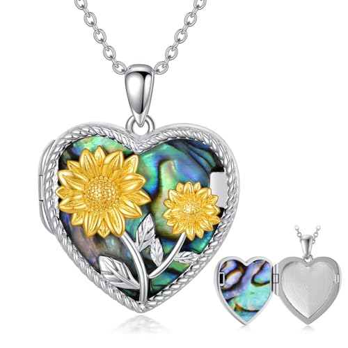 Dorunmo Locket Necklace 925 Sterling Silver Pictures Photo Keep Someone Near to You Custom Lockets Mother's Day Jewelry Personalized Photo Locket Gifts - color: F-Sunflower, style: Locket Only