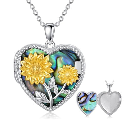 Dorunmo Locket Necklace 925 Sterling Silver Pictures Photo Keep Someone Near to You Custom Lockets Mother's Day Jewelry Personalized Photo Locket Gifts - color: F-Sunflower, style: Locket Only