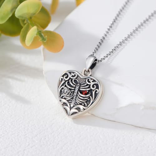 Personalized Heart Locket Necklace That Holds Pictures 925 Sterling Silver Custom Photo Lockets Necklaces Jewelry Gifts for Family Women Lover - color: Rib Heart, style: Locket Only