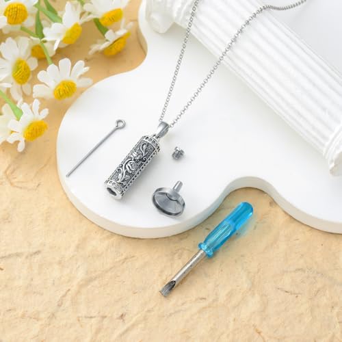 Rose & Daisy Urn Necklace - Sterling Silver Cremation Keepsake Memorial Jewelry - style: Rose