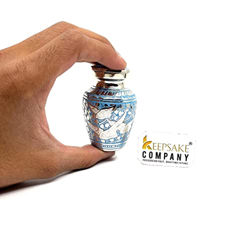 Blue Mini Urn/Small Urns/Keepsake urn/Cremation Keepsakes for Ashes/Ash Holders for Human Ashes (Set of 6) from Keepsake Company - color: Blue Silver