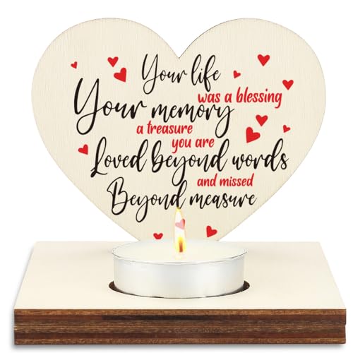 Heart Shaped Wooden Tealight Candle Holder, Memorial & Sympathy Gift with Cardinal and Sentimental Quotes Rustic Wooden Remembrance Decor Candlestick Holders SLZ4 - color: People