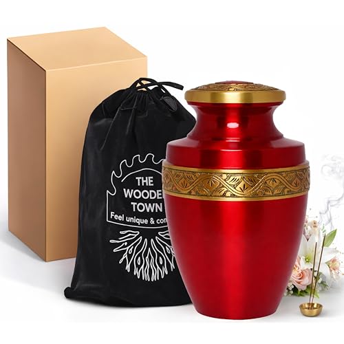 Urns Human Ashes Adult Male/Female,Creamation Urn for Human Ashes Adult Man/Women,200+ Cubic inch Capacity,Decorative Burial Urn, Funeral Cremation Urns_ Greacian 9x7 Red Gold - color: Red Gold, size: Greacian 9x7