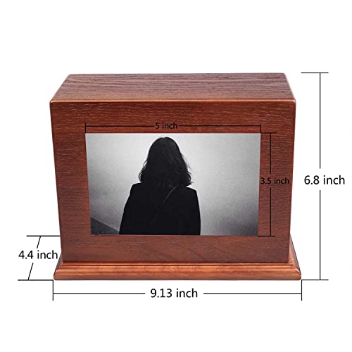 Cremation Urns for Human Ashes Adult Male Female, Wooden Photo Frame Urns Box and Casket for Ashes Men Women Child, Pets Cat Dog Urn, Burial Funeral Memorial Urns
