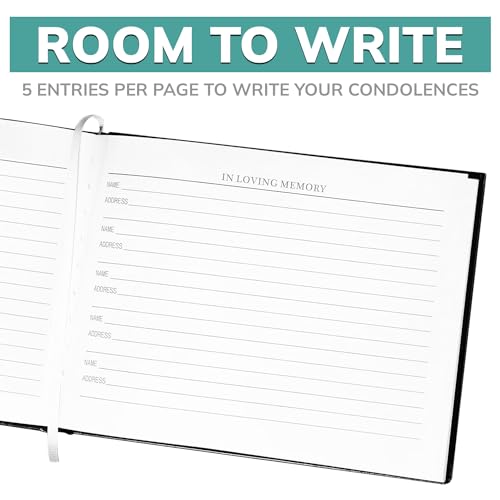 pbf 9x7 Funeral Guest Book with Photo Insert | 124-Page Funeral Book to Sign | Memorial Book for Celebration of Life | Memory Book, Sign in Book for Funeral Service, Registry Guest Book (Black) - style: Celebration of Life