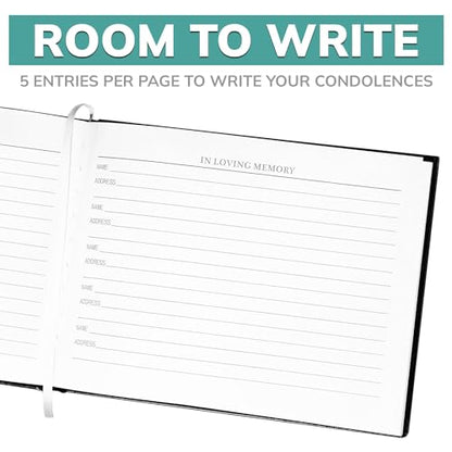 pbf 9x7 Funeral Guest Book with Photo Insert | 124-Page Funeral Book to Sign | Memorial Book for Celebration of Life | Memory Book, Sign in Book for Funeral Service, Registry Guest Book (Black) - style: Celebration of Life