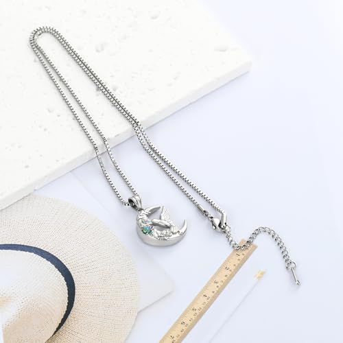 XSMZB Hummingbird Urn Necklace for Ashes of Loved One Rose Flower Moon Cremation Jewelry Ashes Holder Keepsake Pendant for Women Men - color: Silver-Colorful