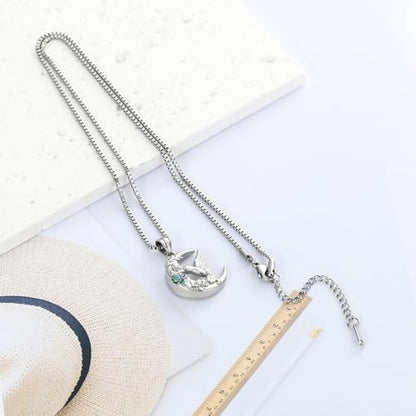 XSMZB Hummingbird Urn Necklace for Ashes of Loved One Rose Flower Moon Cremation Jewelry Ashes Holder Keepsake Pendant for Women Men - color: Silver-Colorful