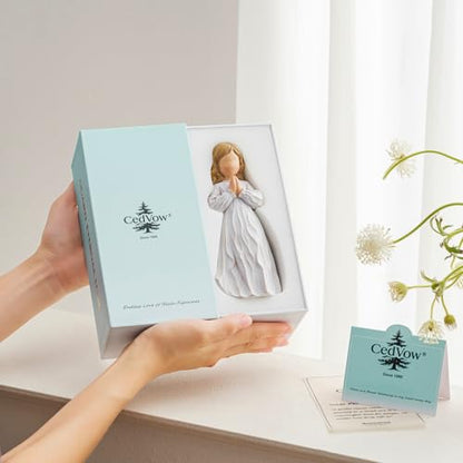Answered Angel of Prayer Figurine, Solid Resin Praying Angel Figurines Spiritual Decor Statue for Women Girl Religious Hope Sympathy Statues Figure Gifts,Luxury Gift Box with Ribbon &Card-6.2''