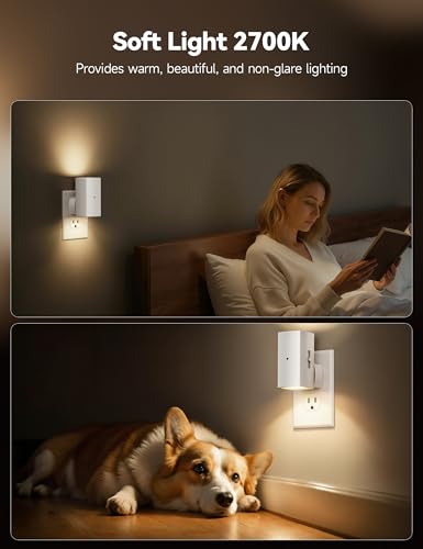 Brightown 2 Pack Black Night Lights with Rotating Plug, Soft White - color: Warm White, size: 2 PACK White