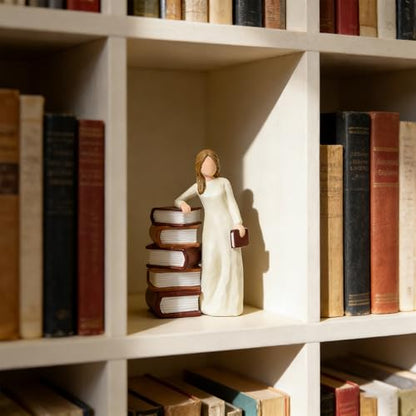 Book Lovers Gifts for Women,Hand-Painted Sculpted Reading Women Figurines | Library Bookshelf Decor for Readers, Graduates, Students, Teachers, Living Room Desk Office Decoration - style: Reading girl