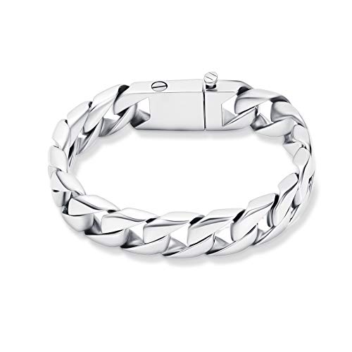 shajwo Cremation Urn Bracelet for Human Ashes for Men, Silver Cuban Link Bracelet Cremation Jewelry for Ashes Urn Keepsake Memorial Ash Holder Bracelet - color: Silver 24cm