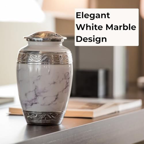 GR8 Keepsakes White Marble-Finish Cremation Urn for Human Ashes Adult - color: White
