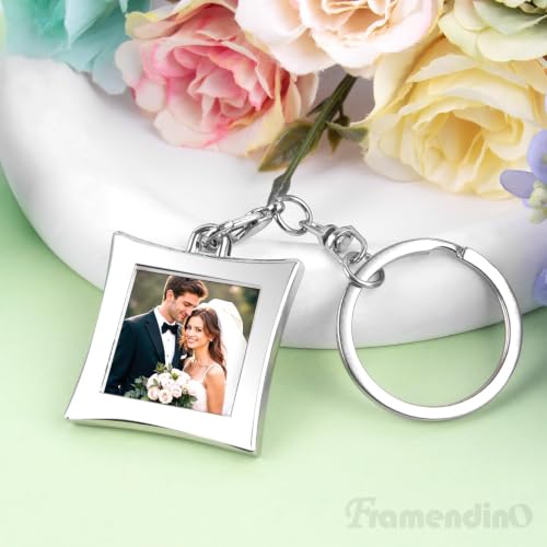 Framendino, 10 Pack Mini Photo Keychain Set Metal Frame Pictures Holder Detachable Key Chains DIY Locket Rings for Wedding Birthday Gift