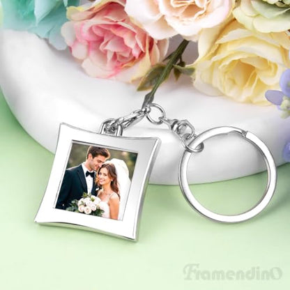 Framendino, 10 Pack Mini Photo Keychain Set Metal Frame Pictures Holder Detachable Key Chains DIY Locket Rings for Wedding Birthday Gift