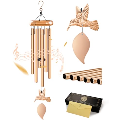 Wind Chimes for Outside, Hummingbird Memorial Wind Chimes Gifts, Windchimes Outdoors, Unique Sympathy Wind Chimes Gifts for Loved one Mom Dad, Home Garden Decor. - size: G-Golden Hummingbird