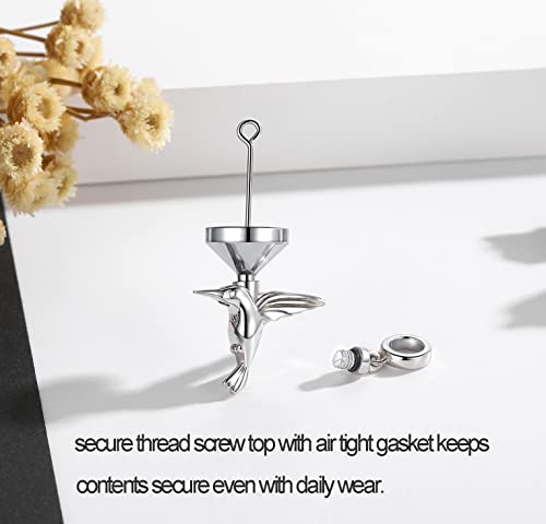 S925 Sterling Silver Urn Charm for Ashes for Women fit Pandora Bracelet and Necklace Jewelry, Memorial Keepsake Gifts Jewelry - style: hummingbird design