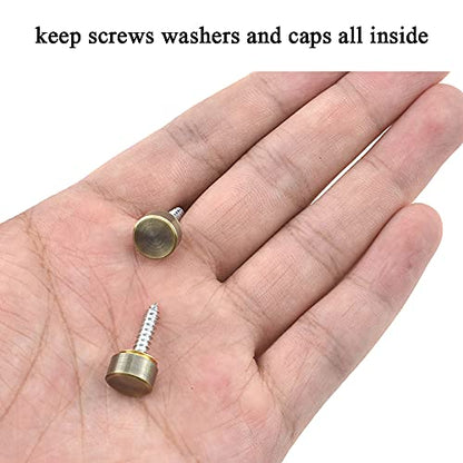Hahiyo 10mm Diameter Mirror Screws Brushed Copper Material Solid Easy Install Brass Washer Decorative Caps Fasteners Nails Bronze 20 Pairs for Bathroom Mirrors Panels Kitchen Ceiling Arts Crafts - size: 10mm-20sets-Bronze