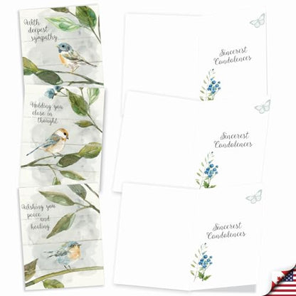 The Best Card Company - 10 Sympathy Note Cards with Envelopes (4 x 5.12 Inch) - Assorted Bereavement Greetings - Birds of Encouragement AM9144SMG-B1x10 - style: Birds of Encouragement