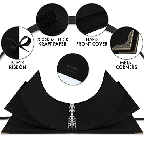 Scrapbook Album, 60 Pages, 8 x 8 Inch, Black Photo Album, Scrap Book | Hardcover with Thick 250 GSM Kraft Paper, Ideal for Your Scrapbooking Albums, Art & Craft Projects (Black, 8 x 8 Inch) - color: Black, size: 8 X 8 Inch