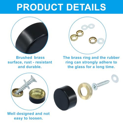 12 Pack 10mm Decorative Mirror Screws, Black - size: 10mm-12 Pack-Black