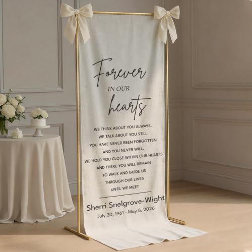 Personalized Forever In Our Hearts Welcome Sign, Funeral Fabric Banner #2 - color: Design 2