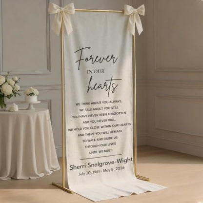 Personalized Forever In Our Hearts Welcome Sign, Funeral Fabric Banner #2 - color: Design 2