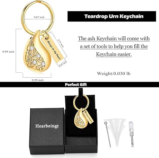 Hearbeingt Teardrop Urn Keychain for Ashes Tree of Life Cremation Jewelry - color: A-customize Back