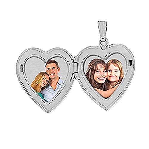 PicturesOnGold.com Silver Sweetheart Heart Locket - 3/4 Inch X 3/4 Inch - style: Locket + Photo