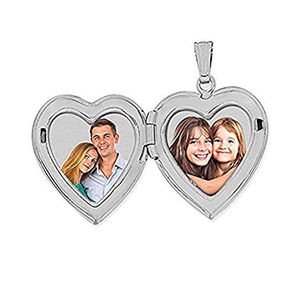 PicturesOnGold.com Silver Sweetheart Heart Locket - 3/4 Inch X 3/4 Inch - style: Locket + Photo