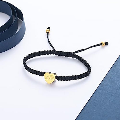constantlife Heart Cremation Urn Bracelet for Ashes - Stainless Steel Paw Print Pendant Keepsake Jewelry Adjustable Braided Wristband Bangle Pet Dog Cat Memorial Gift for Women - color: Golden