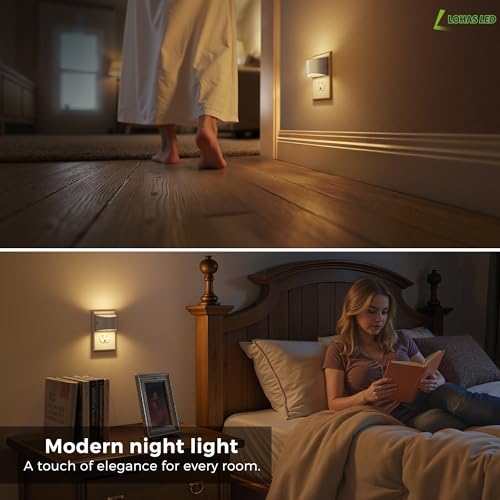 L LOHAS LED Night Lights Plug into Wall, Dimmable Night Light 2 Pack | Plug in Night Light with 3 Level Brightness, 3000K Soft White, Cement Gray Housing - color: Cement Gray