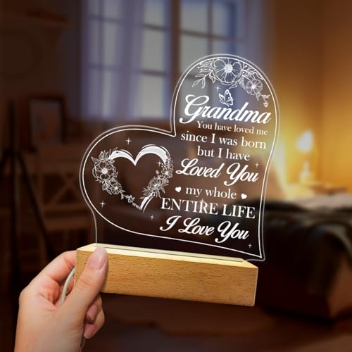 SANDJEST Acrylic Night Light Gifts for Grandmother, Sentimental Gifts for Grandma Nana Mimi on Birthday Christmas Valentines - color: Grandma