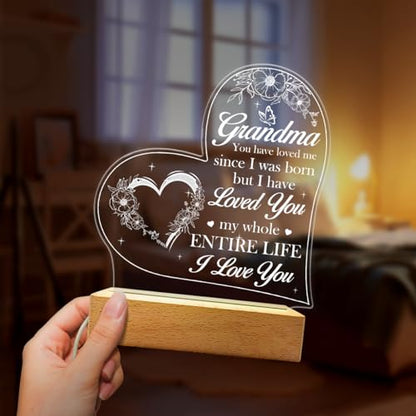 SANDJEST Acrylic Night Light Gifts for Grandmother, Sentimental Gifts for Grandma Nana Mimi on Birthday Christmas Valentines - color: Grandma