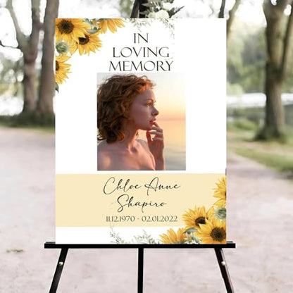 Sunflower Celebration of Life Welcome Sign, Funeral Welcome Sign, in Loving Memory Sign, Celebration of Life Funeral Sign, Celebration of Life Sign, Memorial Sign with Photo #Tf22 - color: Version #20