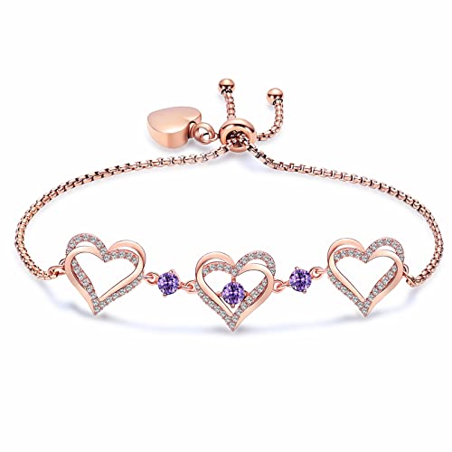 shajwo Heart Urn Bracelet for Ashes for Women | Cremation Link Memorial Bracelet for Mom Sister Cremation Jewelry - color: Rose Gold-Purple