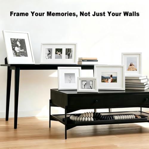 RPJC 8x10 Solid Wood Picture Frame Real Glass Cover White - color: White, size: 8x10 mat 5x7