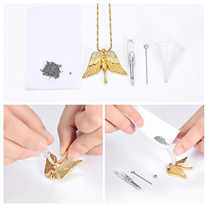 Imrsanl Cremation Jewelry Keepsake Angel Wings Urn Necklace for Ashes - color: Gold